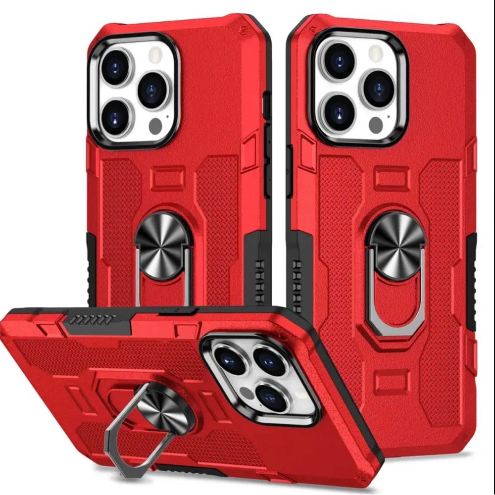 Apple iPhone 15 Pro Max Phone Case Magnetic 360* Rotating Ringstand Unisex Red